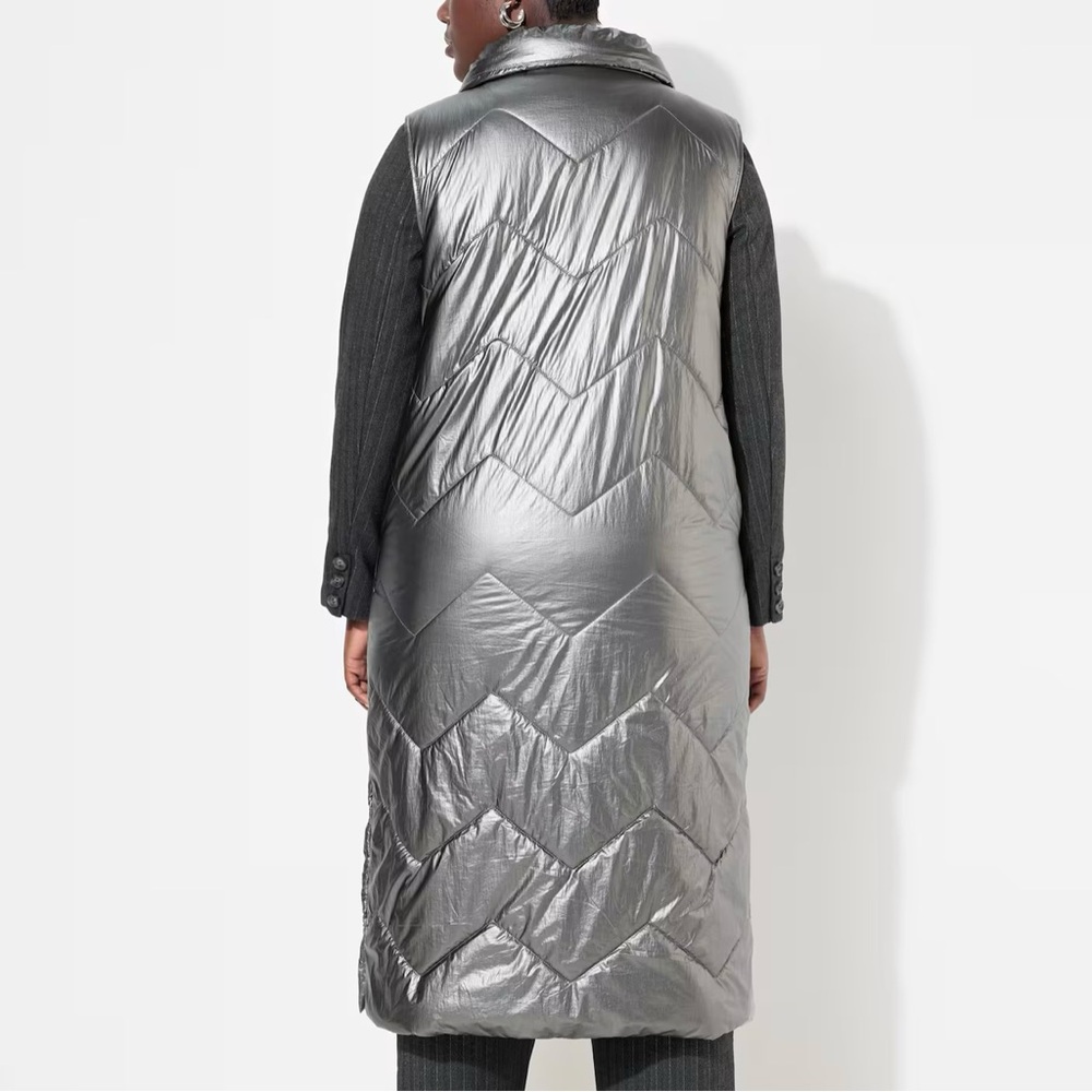 Ulla Popken Longline Metallic Quilted Vest - Picture 3 of 6
